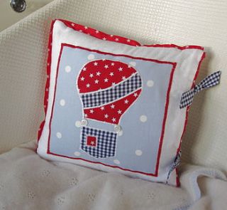 hot air balloon applique cushion by gettymops