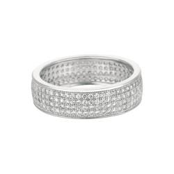 Sterling Silver Clear Round Cubic Zirconia Eternity Fashion Band Cubic Zirconia Rings
