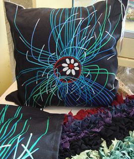 ultraviolet jellyfish art print cushion cover by smart deco