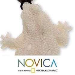 Handcrafted Bone Men's 'Frog Prince' Necklace (Indonesia) Novica Necklaces