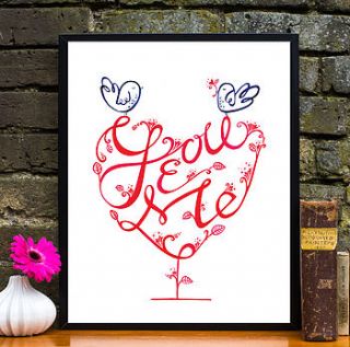 typographic valentines heart print by wetpaint