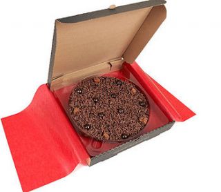 delightfully dark chocolate pizza by the gourmet chocolate pizza co.