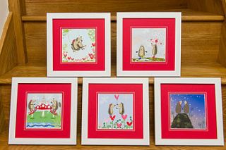 hedgehug illustrated prints set of five by from lucy