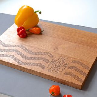 personalised chevron chopping board by clouds and currents