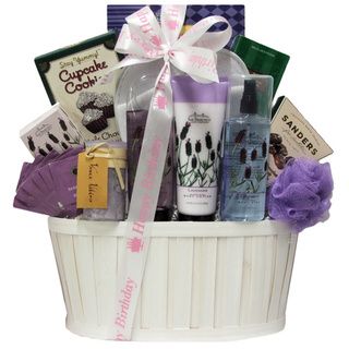 Lavender Spa Pleasures Birthday Bath and Body Spa Gift Basket Bath Gift Baskets