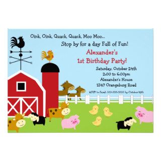 Barn Animal Fun Birthday Party Invite