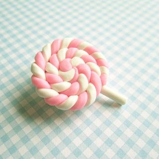 marshmallow swirl lollipop brooch by ilovehearts