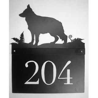 german shepherd house number plate by black fox metalcraft