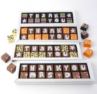 personalised chocolates to say thank you by chocolate by cocoapod chocolate