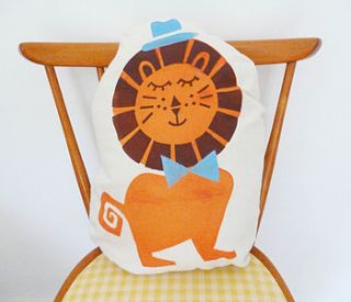 children's printed lion cushion by little dandies