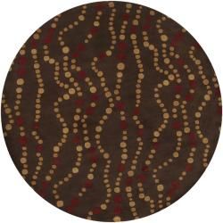 Hand tufted Brown Contemporary Geometric Forum Wool Rug (4' Round) Surya Round/Oval/Square