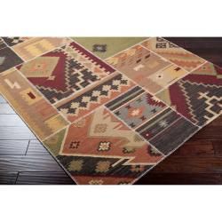 Hand crafted Multi Colored Southwestern Aztec Portage Wool Rug (2' x 3') Surya Accent Rugs