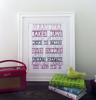 grandma personalised print by that lovely shop