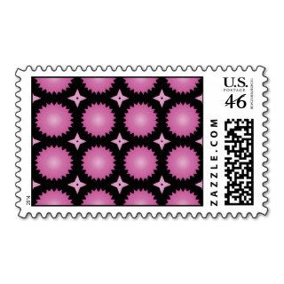 Large Pink Star Circle Pattern Postage Stamps