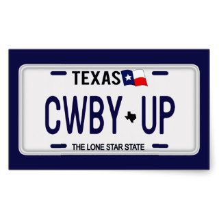 Cowboy Up  CWBY UP Texas License Plate Rectangle Stickers