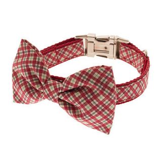 thin plaid bow tie dog collar by mrs bow tie