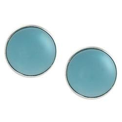 Tressa Sterling Silver Created Turquoise Round Earrings Tressa Children's Earrings