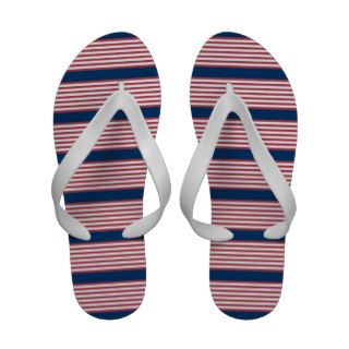 Red, White and Blue Stripes Flip Flops Sandals