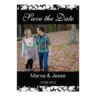 Gray & White Rose Custom Photo Save the Date Cards