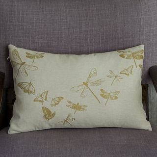 dragonflies and butterflies cushion by weft bespoke design