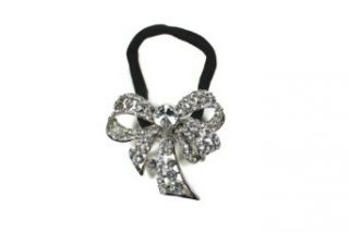 Ribbon Bow Crystal Studded Ponytail/ Hair Tie  Clear Clothing
