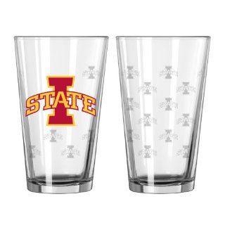 NCAA Iowa State Cyclones Satin Etch Pint Glass Set (Pack of 2), 16 Ounce  Beer Glasses  Sports & Outdoors