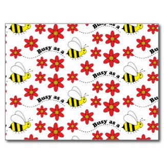 Funny Busy Little Bumble Bee Pattern Cute Post Card
