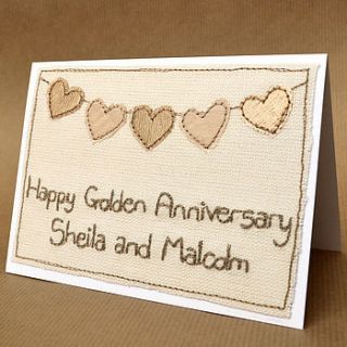 bunting golden wedding anniversary card by jenny arnott cards & gifts