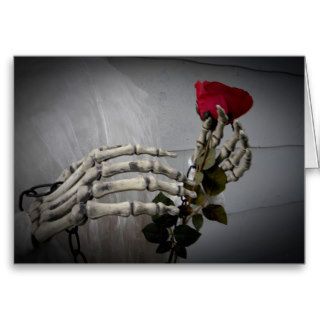 Gothic Valentine's day skeleton holding a rose Cards