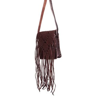 Espresso Fringed Leather Crossbody Bag (Morocco) Leather Bags