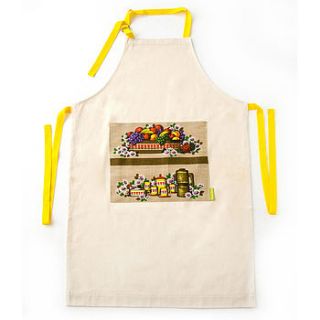 british 70s upcycled vintage apron by hunted and stuffed