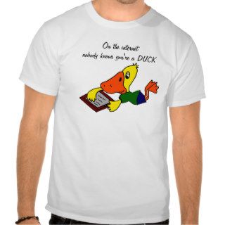 Funny Duck Using Internet Cartoon T shirts