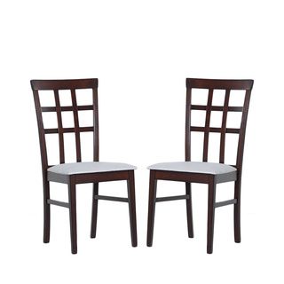 Warehouse of Tiffany Justin Light Cappucino Dining Chairs with Gray Fabric Covered Seat (Set of Two) Warehouse of Tiffany Dining Chairs