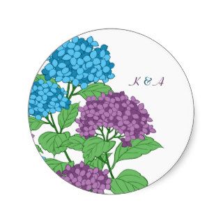 Lilac & Blue Hydrangeas Spring Wedding Favor Seal Stickers