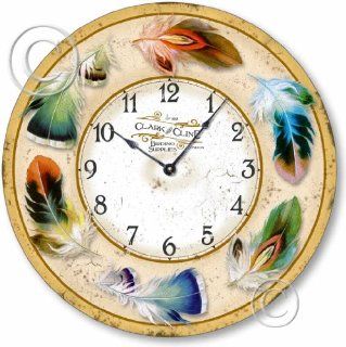 Item C2017 Vintage Style 10.5 Inch Bird Feathers Clock   Wall Clocks