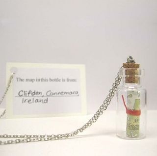 personalised map in a bottle pendant by six0six design