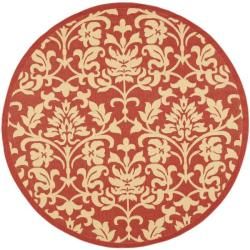 Indoor/ Outdoor Seaview Red/ Natural Rug (6'7 Round) Safavieh Round/Oval/Square