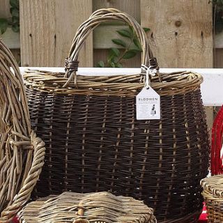 traditional hand woven willow shopping basket by blodwen general stores