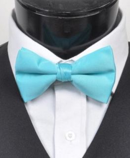 Men's Turquoise 2.5 Inch Poly Satin Solid Clip On Bow Ties BTC1701 at  Mens Clothing store