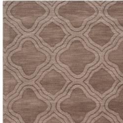 Hand crafted Light Brown Lattice Mantra Wool Rug (5' x 8') 5x8   6x9 Rugs
