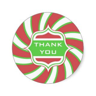 Christmas Thank you Retro Vintage Red Lime Green Sticker