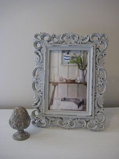 hand painted carved floral photo frame by belle & thistle