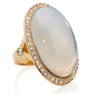 Sharon Osbourne Jewelry Collection Oval Simulated Moonstone and CZ Ring