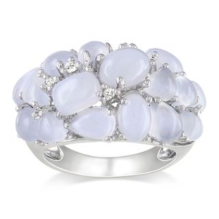 Miadora Sterling Silver Blue Chalcedony and Diamond Ring Miadora Gemstone Rings