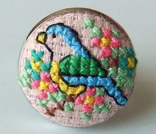 darling cross stitch blue tit ring by magasin