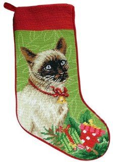 Siamese Cat Needlepoint Christmas Stocking  