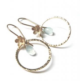 blossom gold vermeil earrings with chelcedony by jo and jack jewellery