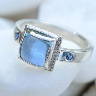 blue topaz and sapphire ring handmade to size by lilia nash jewellery