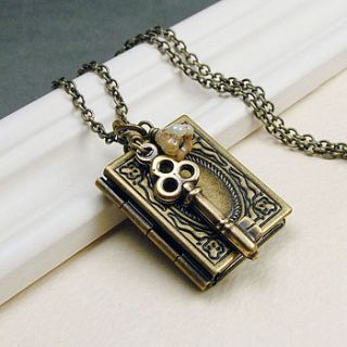 vintage style book lover locket by wished for