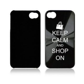 Apple iPhone 4 4S 4G Black A1359 Aluminum Hard Back Case Cover Keep Calm and Shop On Purse Cell Phones & Accessories